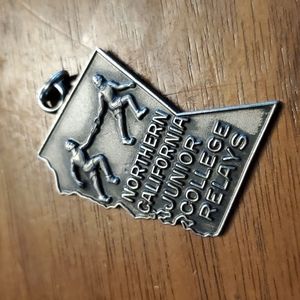 Track and Field Shot Put Silver Tone Vintage Medallion 1968 California
